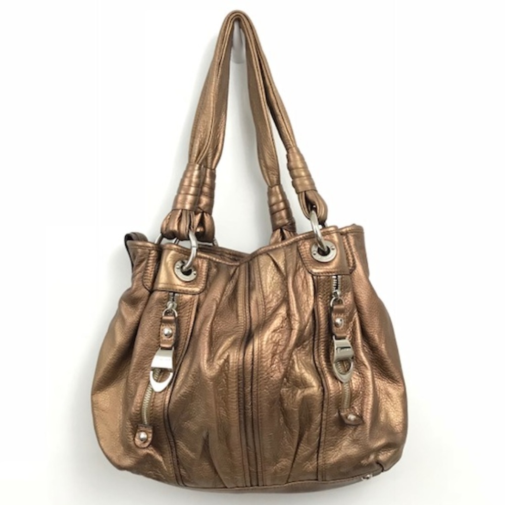 Metallic Bronze Shoulder Tote Bag - Women's Handbag